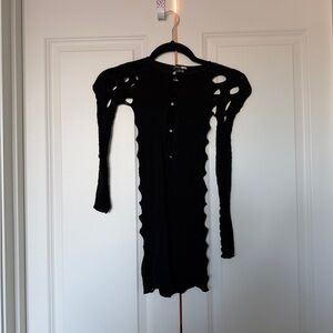 Fashion Nova Black Long Sleeve Cutout Bodycon Dress